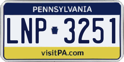 PA license plate LNP3251
