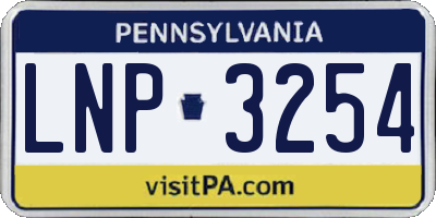 PA license plate LNP3254