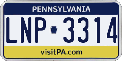 PA license plate LNP3314
