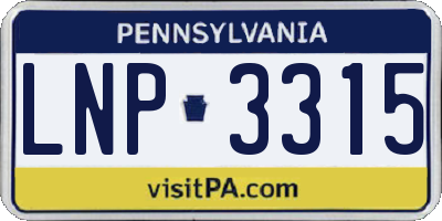 PA license plate LNP3315
