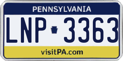 PA license plate LNP3363