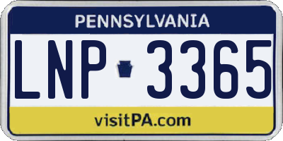PA license plate LNP3365