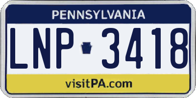 PA license plate LNP3418
