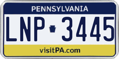 PA license plate LNP3445