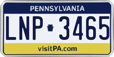 PA license plate LNP3465