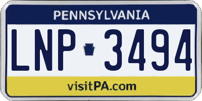 PA license plate LNP3494
