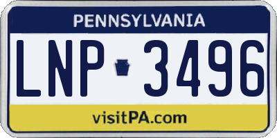PA license plate LNP3496