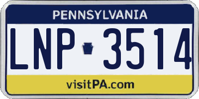 PA license plate LNP3514