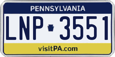 PA license plate LNP3551