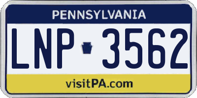 PA license plate LNP3562