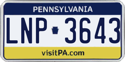 PA license plate LNP3643