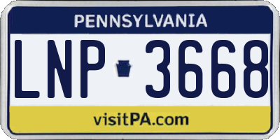 PA license plate LNP3668