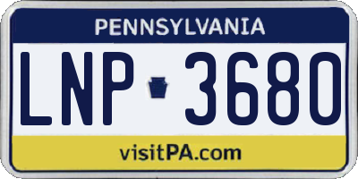 PA license plate LNP3680
