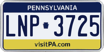 PA license plate LNP3725