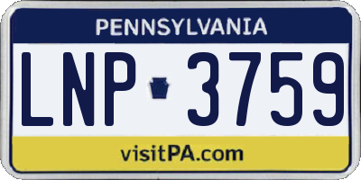 PA license plate LNP3759