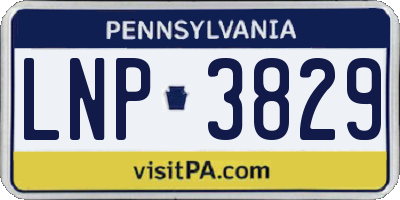 PA license plate LNP3829