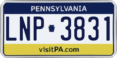 PA license plate LNP3831