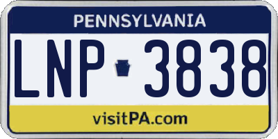 PA license plate LNP3838