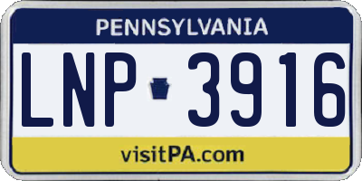 PA license plate LNP3916