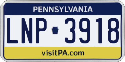 PA license plate LNP3918