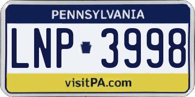 PA license plate LNP3998