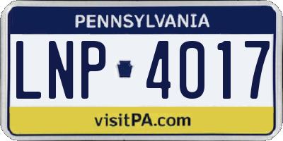 PA license plate LNP4017