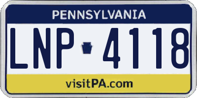 PA license plate LNP4118