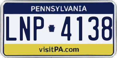 PA license plate LNP4138