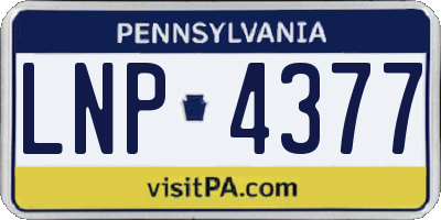 PA license plate LNP4377