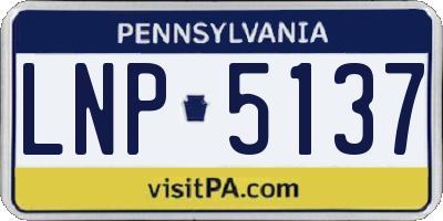 PA license plate LNP5137