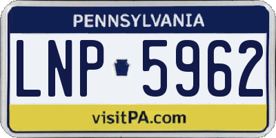 PA license plate LNP5962