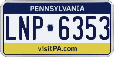 PA license plate LNP6353