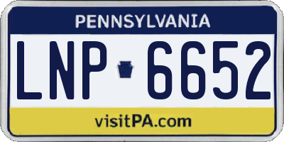 PA license plate LNP6652
