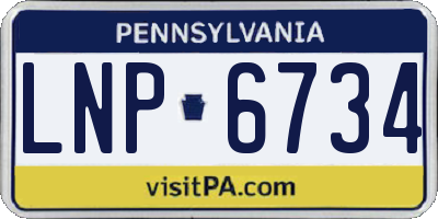 PA license plate LNP6734
