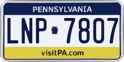 PA license plate LNP7807