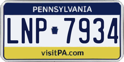 PA license plate LNP7934