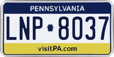 PA license plate LNP8037