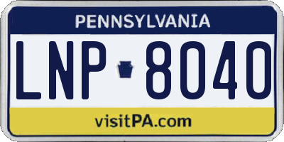 PA license plate LNP8040