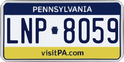 PA license plate LNP8059