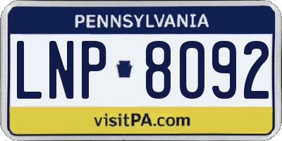 PA license plate LNP8092