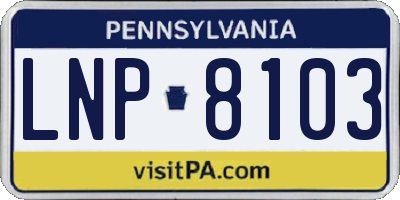 PA license plate LNP8103