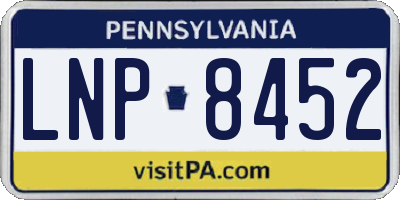 PA license plate LNP8452