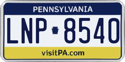 PA license plate LNP8540