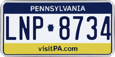 PA license plate LNP8734