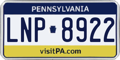 PA license plate LNP8922