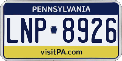 PA license plate LNP8926