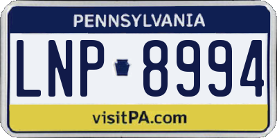 PA license plate LNP8994
