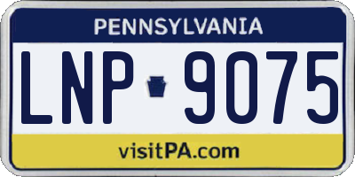 PA license plate LNP9075