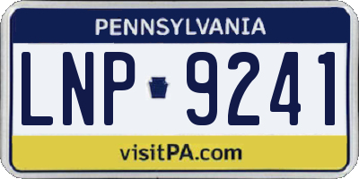 PA license plate LNP9241