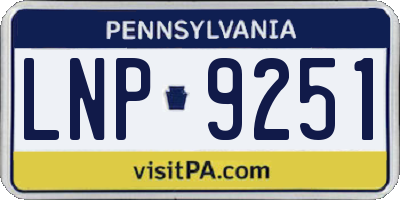 PA license plate LNP9251